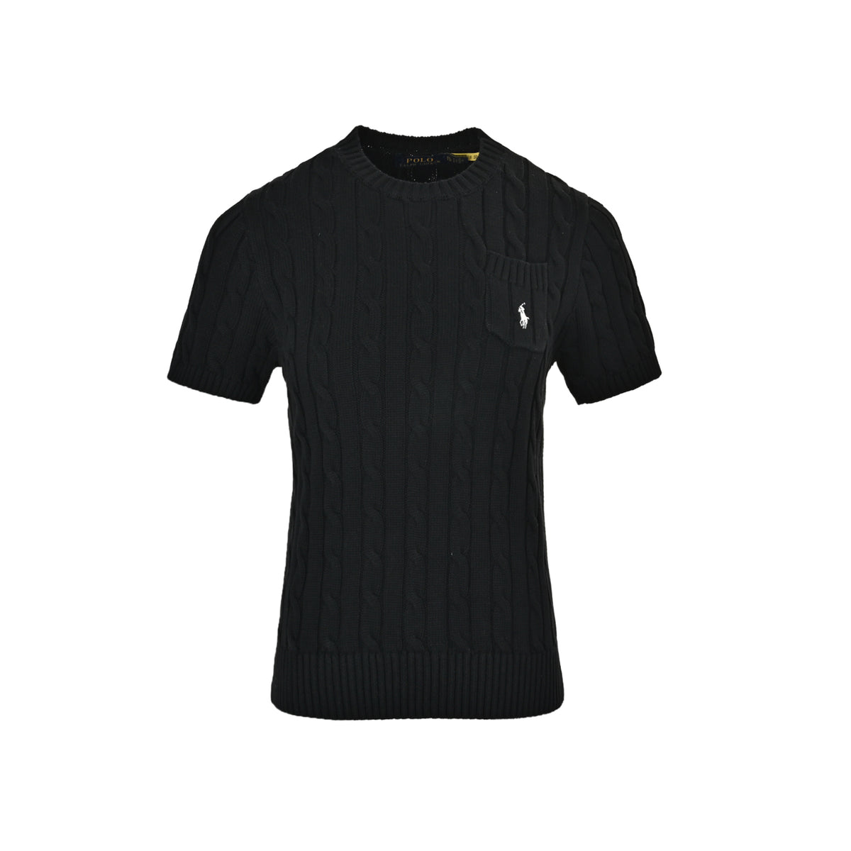 RalphLauren/Ralph Lauren pocket pony embroidered cable knit short sleeves