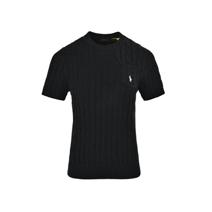 RalphLauren/Ralph Lauren pocket pony embroidered cable knit short sleeves
