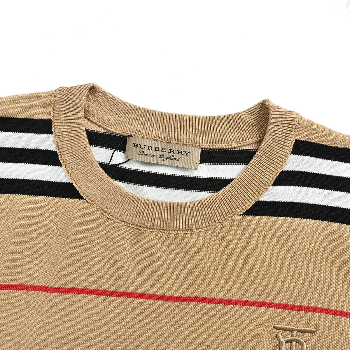 Burberry classic TB embroidered striped knitted short sleeves