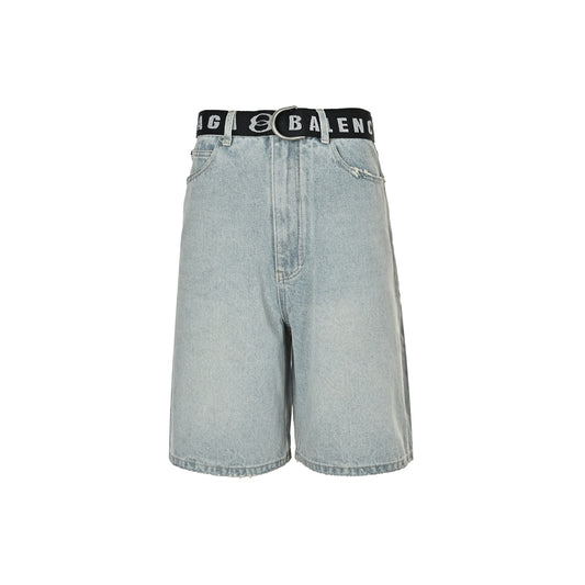 Balenciaga Paris belt three-point denim shorts