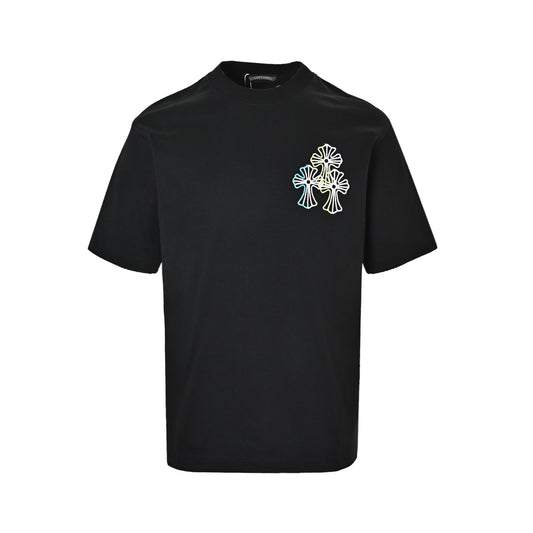 Chrome Hearts colorful cross embroidery round neck short sleeves