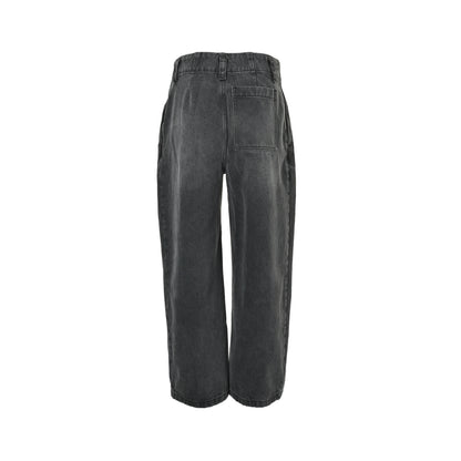 Loewe/Luoyiwei leather patch scimitar jeans