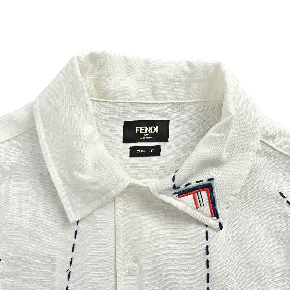 Fendi 26ss FF dotted line embroidered short-sleeved shirt