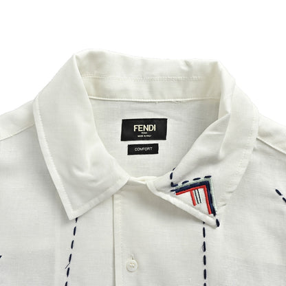 Fendi 26ss FF dotted line embroidered short-sleeved shirt
