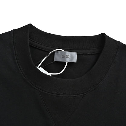 Dior color oil painting hand-painted signature embossed short sleeves