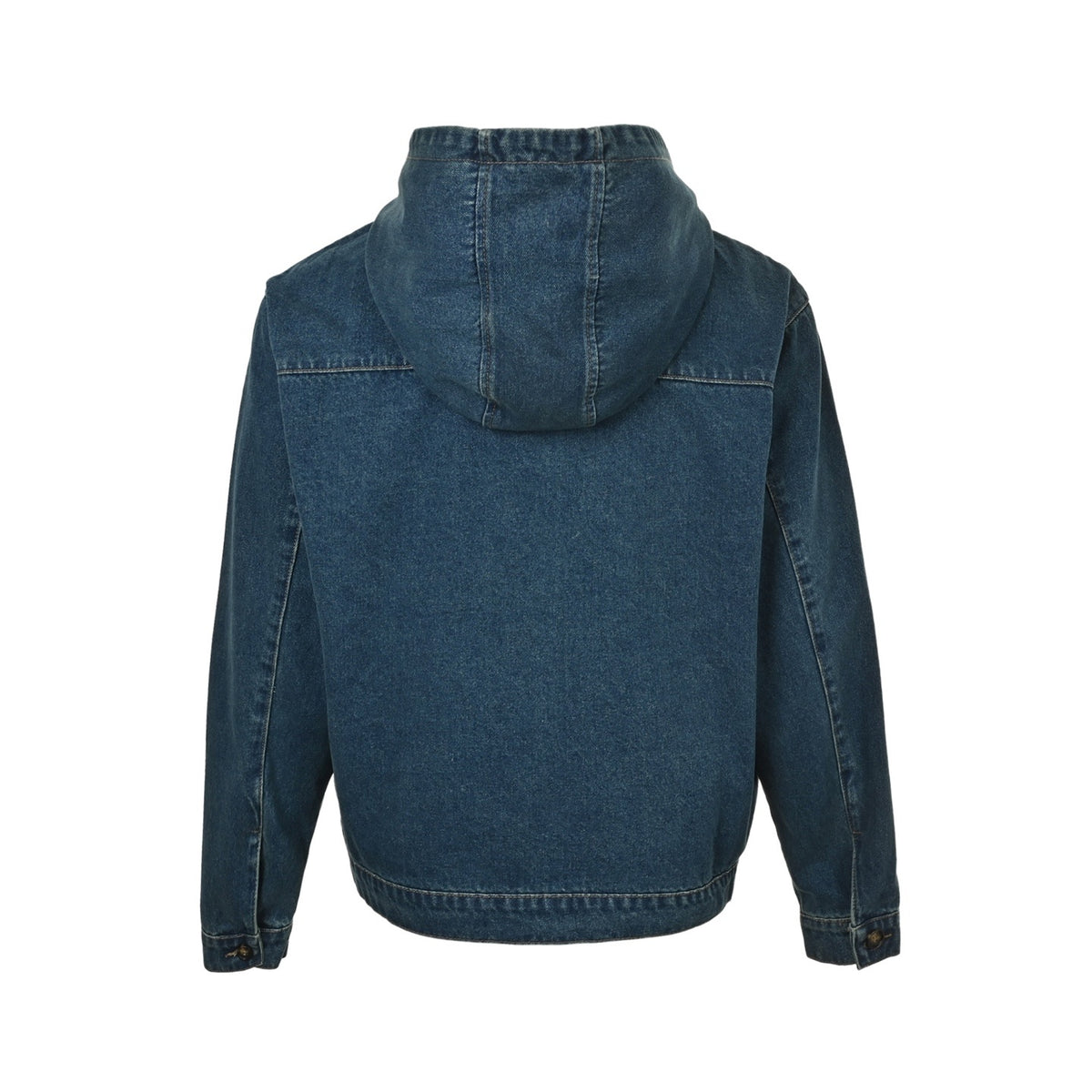 Miu Miu patchwork zipper hooded denim jacket