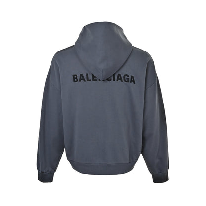 Balenciaga distressed embroidered hand-painted zipper hooded sweatshirt jacket