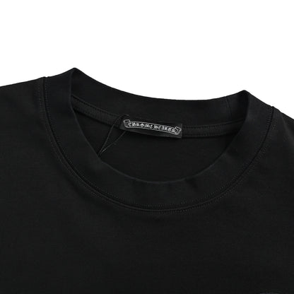 Chrome Hearts/Chrome Heart Dark Pattern Sanskrit Scroll Embroidered Short Sleeves