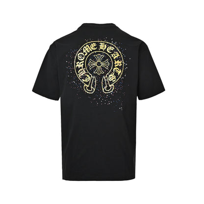 Chrome Hearts/Chrome Heart splash-ink horseshoe short-sleeves