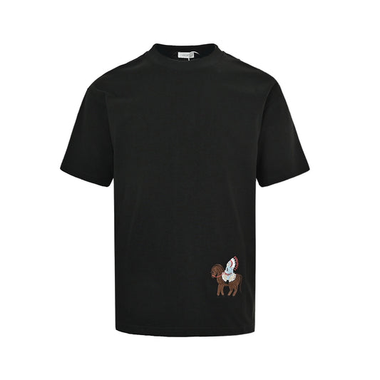 Dior 26ss Aboriginal pony embroidered back letter printed short sleeves