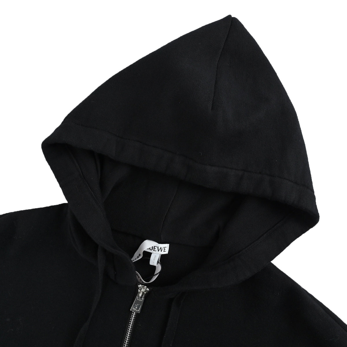 Loewe/Loewei leather pocket wool zipper hooded jacket