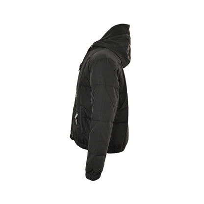 Louis Vuitton embossed leather label fine plaid hooded down jacket