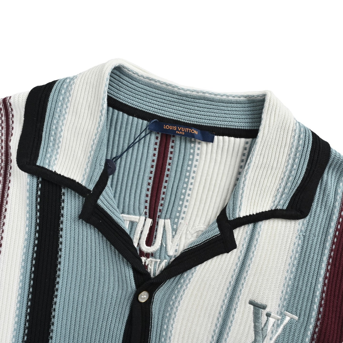 Louis Vuitton 25ss vertical striped knitted short-sleeved cardigan