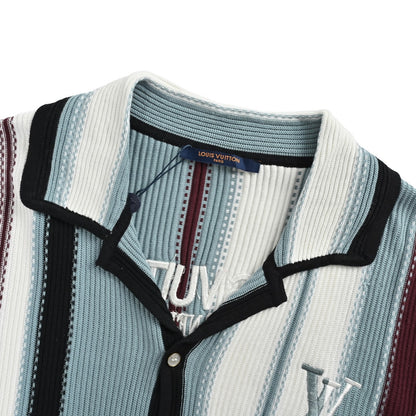 Louis Vuitton 25ss vertical striped knitted short-sleeved cardigan