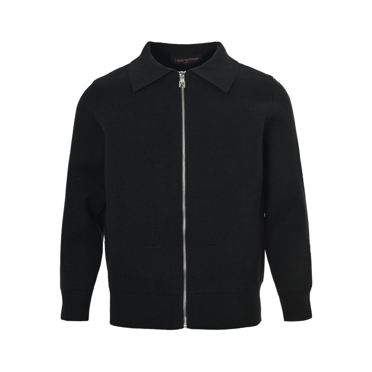 Louis Vuitton embossed letter logo zipper knitted lapel jacket