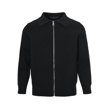 Louis Vuitton embossed letter logo zipper knitted lapel jacket