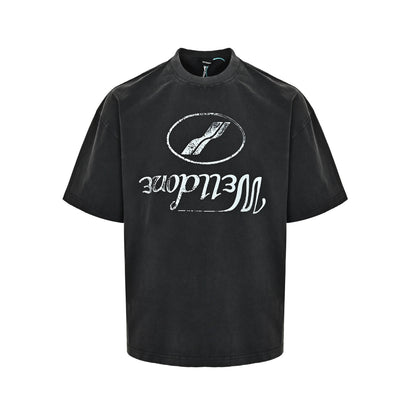 We11 Done reverse logo printed washed short sleeves