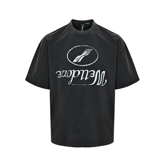 We11 Done reverse logo printed washed short sleeves