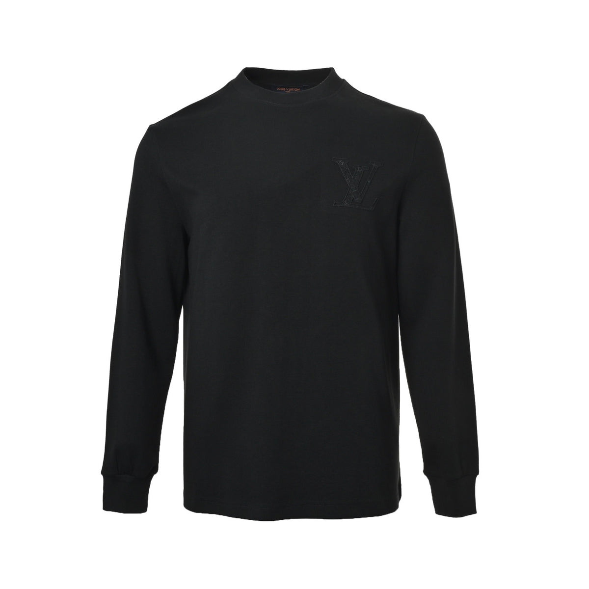 Louis Vuitton dark pattern three-dimensional large logo embroidered long-sleeved T-shirt