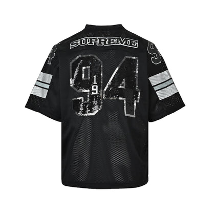 Supreme 94 Sequined Mesh Baseball Jersey Short Sleeve