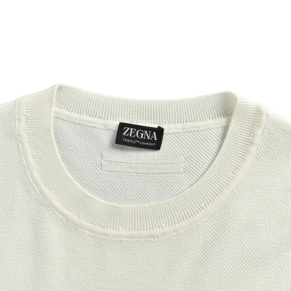 ZEGNA/ Zegna Contrast color knitted wool blend short sleeves