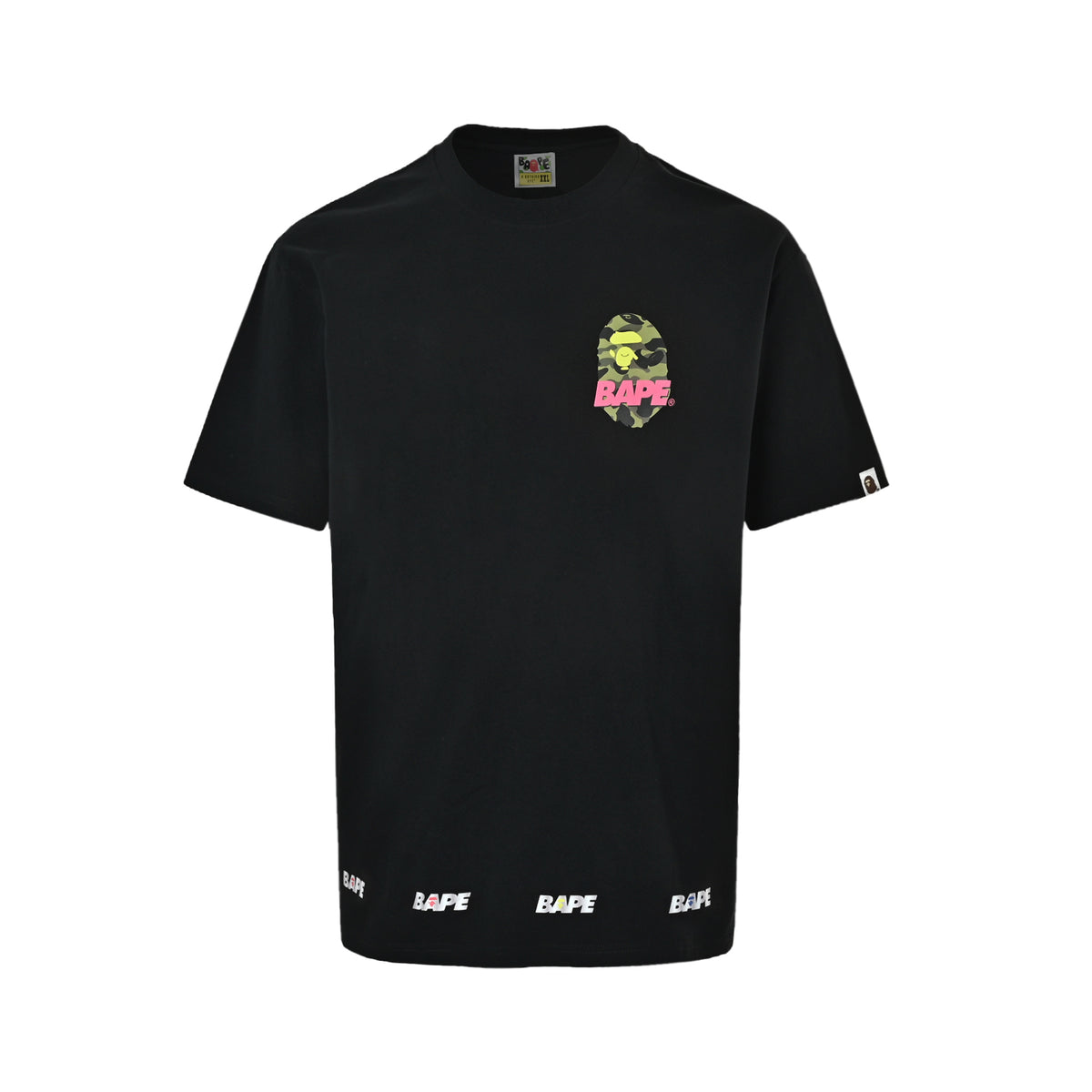 BAPE 26ss reflective letter three ape head camouflage short sleeves