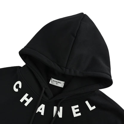 Chanel 25Fw collar letter print hooded sweatshirt