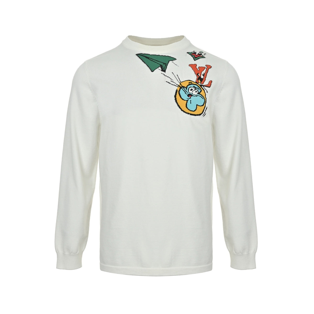 Louis Vuitton 25Fw childlike paper airplane jacquard knitted sweater