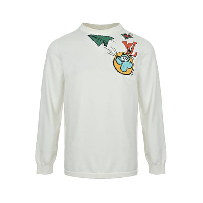 Louis Vuitton 25Fw childlike paper airplane jacquard knitted sweater