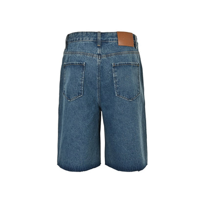 Loewe/Luoyiwei Anagram semi-embroidered denim denim shorts