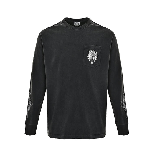 Chrome Hearts/Chrome Heart Pocket Vine Sword Print Long Sleeve T-Shirt