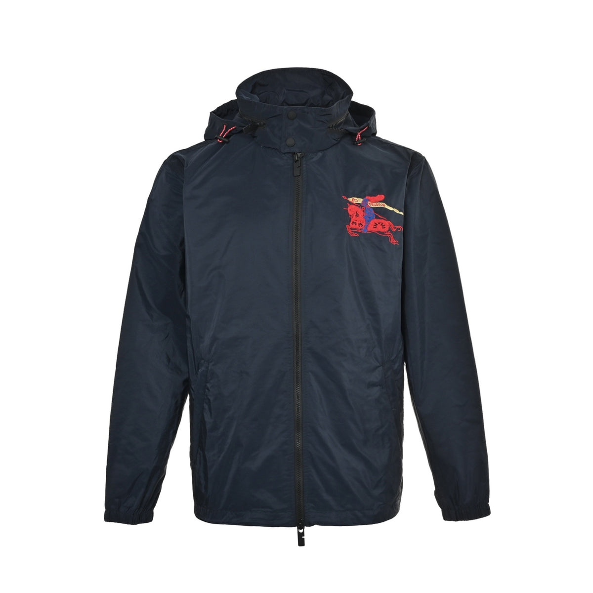 Burberry flocked war horse embroidered hooded jacket