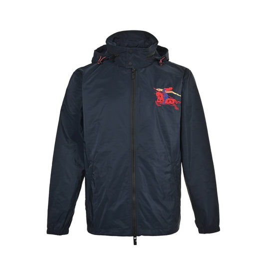 Burberry flocked war horse embroidered hooded jacket