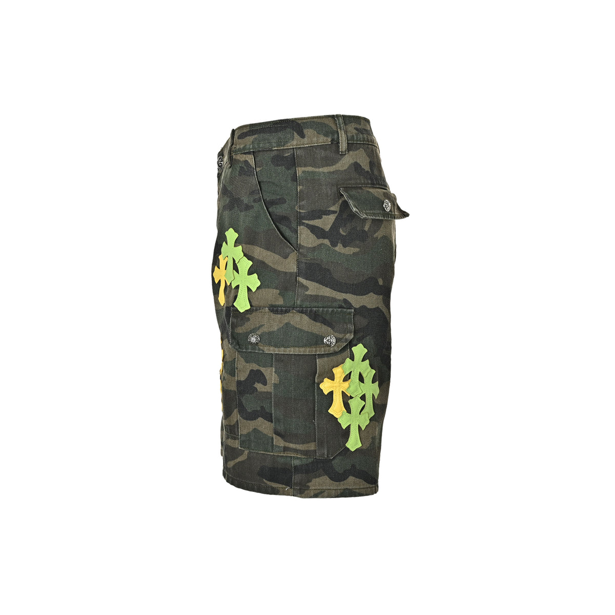 Chrome Hearts city-limited leather cross camouflage denim shorts