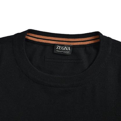 Zegna wool knitted crew neck sweater with horizontal stripes