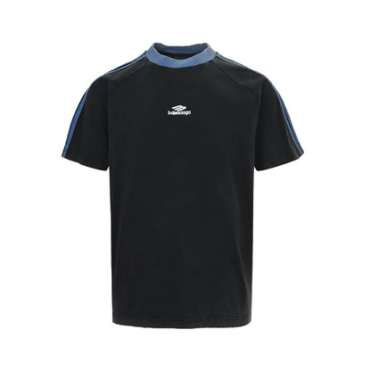 Balenciaga/Balanciaga 26ss 3M embroidered contrasting webbing washed short sleeves
