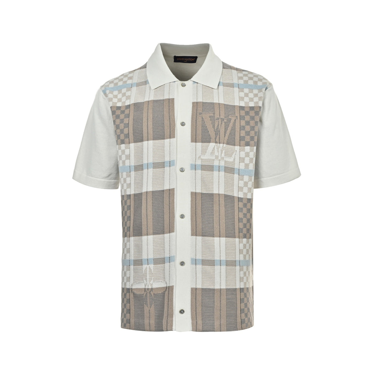 Louis Vuitton 26ss plaid jacquard knitted short-sleeved shirt
