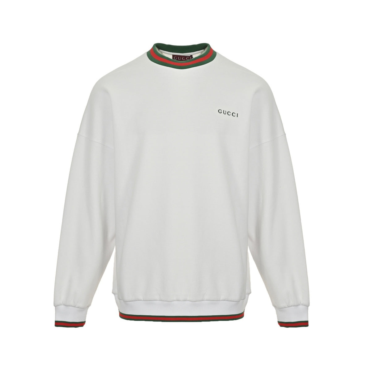 Gucci 25Fw embroidered small label red and green threaded round neck sweatshirt