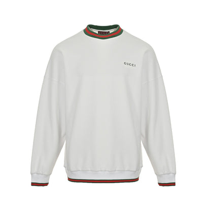 Gucci 25Fw embroidered small label red and green threaded round neck sweatshirt