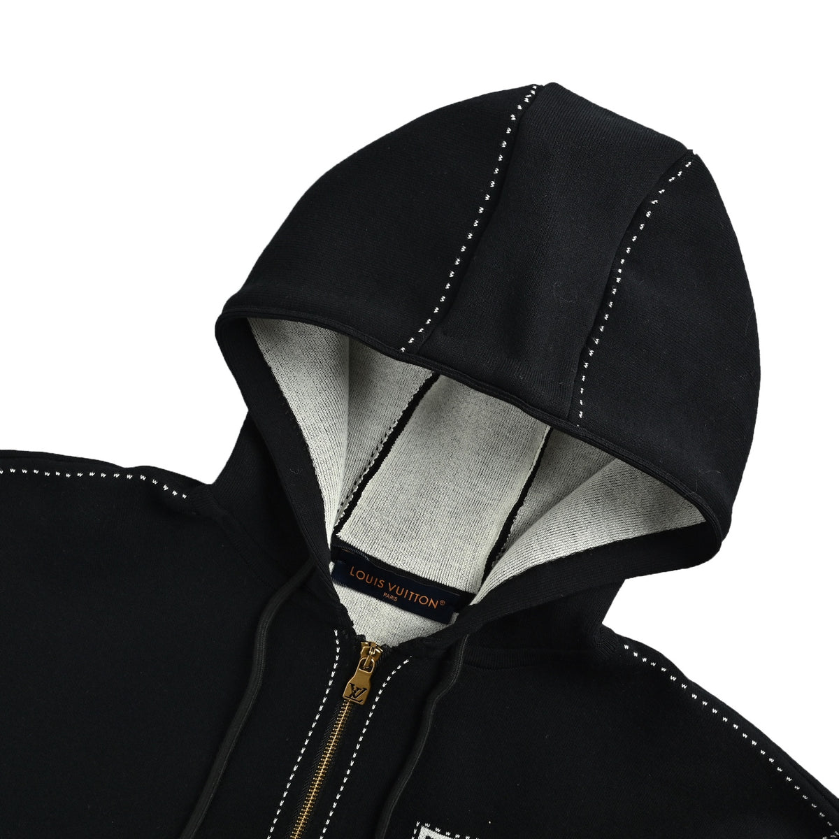Louis Vuitton old flower intarsia zipper knitted hooded jacket