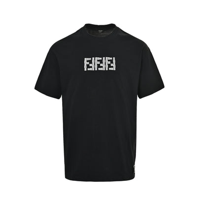Fendi bamboo pattern embroidered double F logo short sleeves