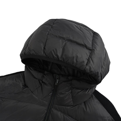 Moncler/hooded brim embroidered wool patchwork hooded down jacket