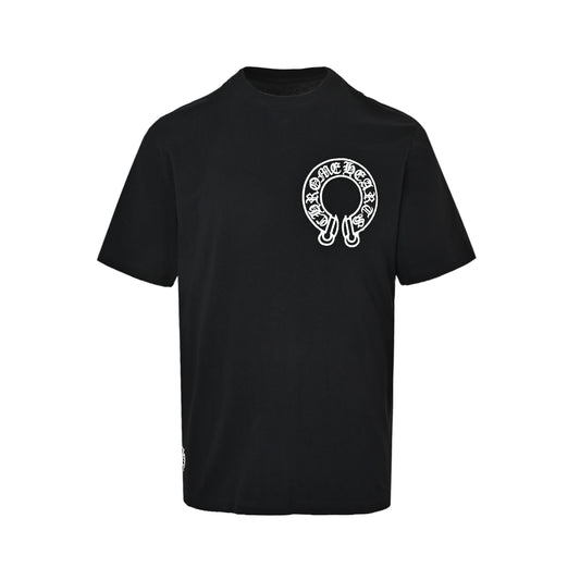 Chrome Hearts/Chrome Heart Sanskrit cross embroidery round neck short sleeves