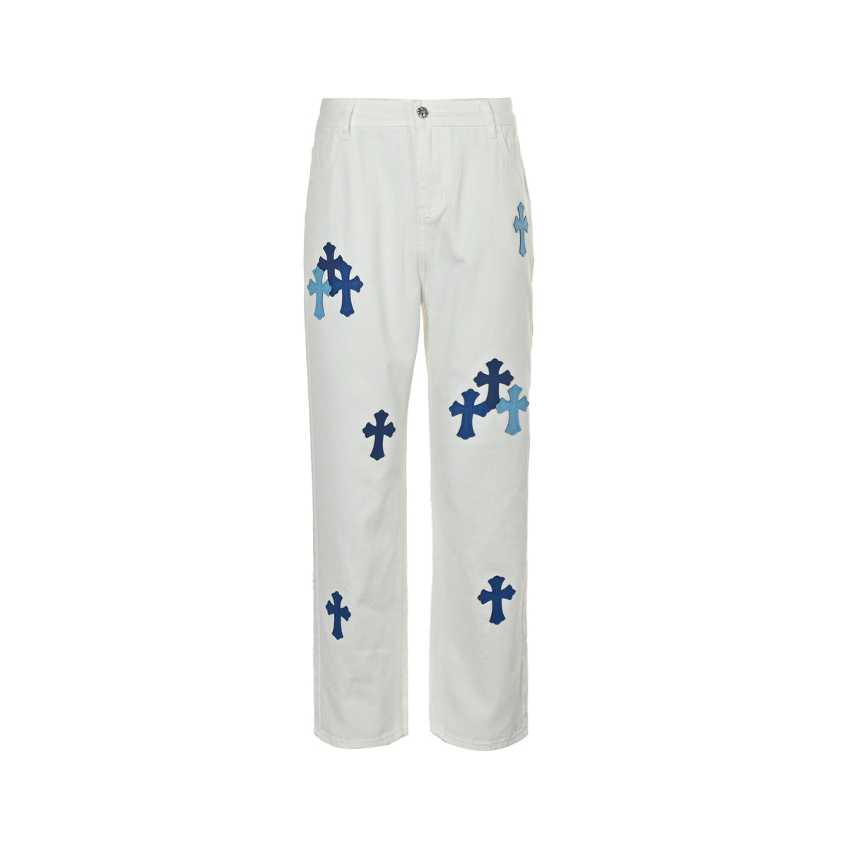 Chrome Hearts/Chrome Heart cross patch embroidered washed jeans