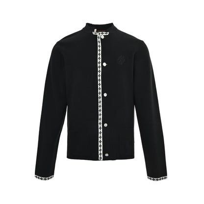 Louis Vuitton white edge knitted college style cardigan jacket