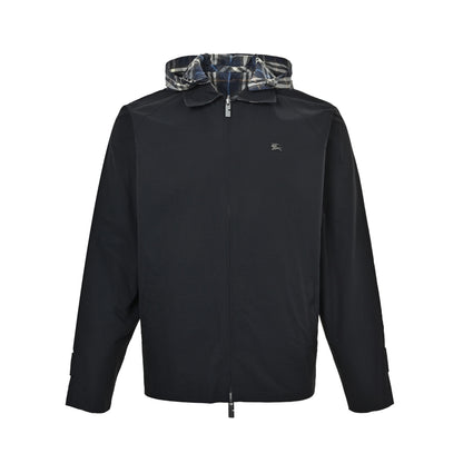 Burberry iron label plaid reversible hooded jacket