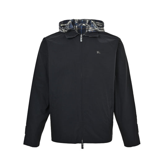 Burberry iron label plaid reversible hooded jacket