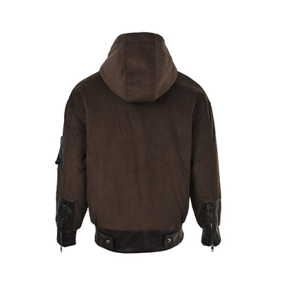 Burberry embroidered logo patchwork leather corduroy jacket