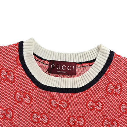 Gucci full-print GG jacquard letters knitted short-sleeves