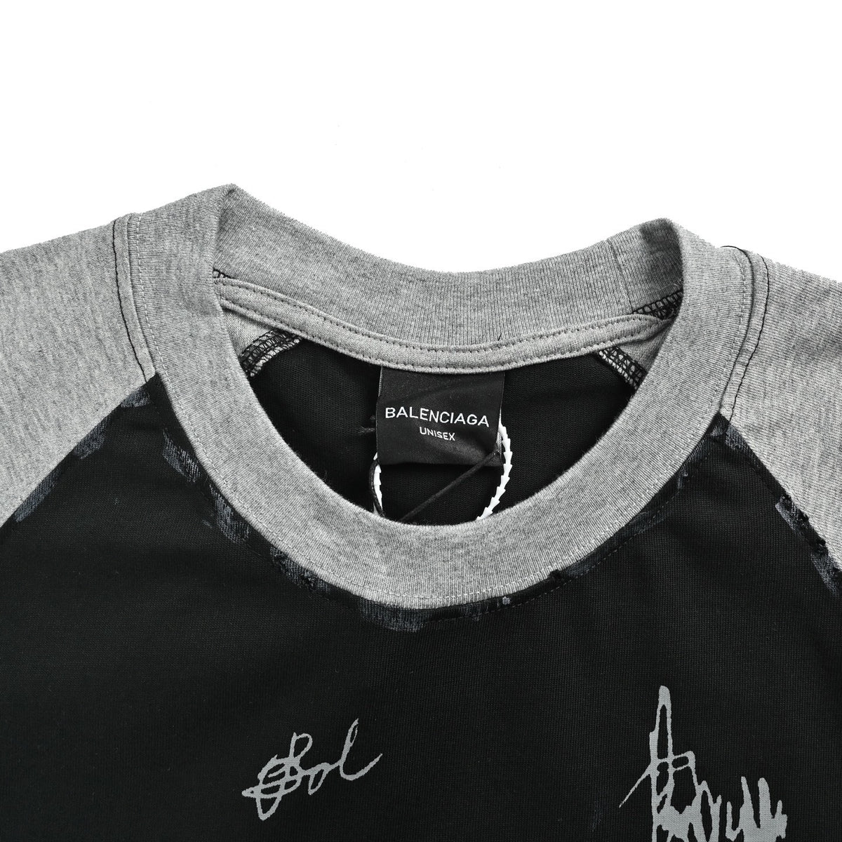 Balenciaga 26ss signature letter print splicing short sleeves